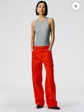 Tibi Garment Washed Twill Slouchy Carpenter Jean